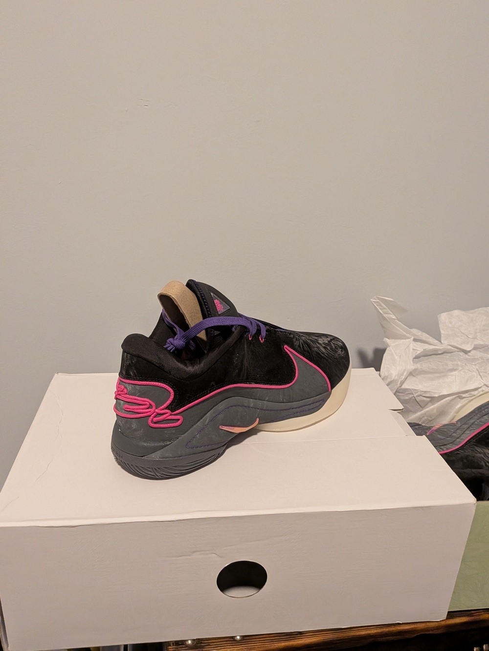 LeBron's -Black Sneakers with Pink & Purple Accents - Stylish Athletic Low-Top